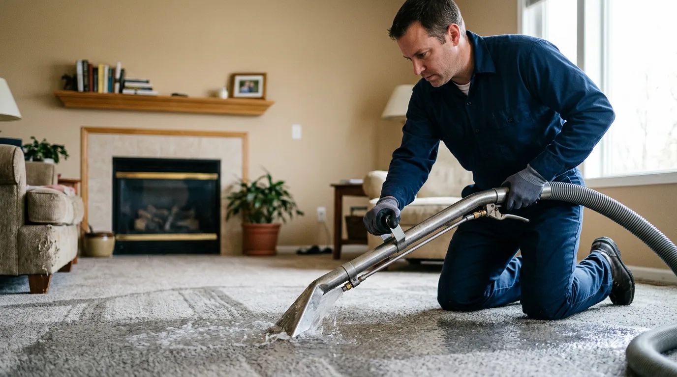 Water damage restoration technician working near Luebbering, MO